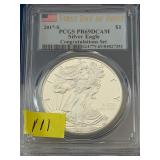 2017 S PCGS PR69 DCAM Silver Eagle, First day...