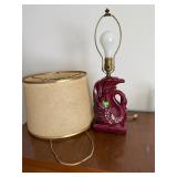 Vintage Mid-Century Red Ceramic Swan