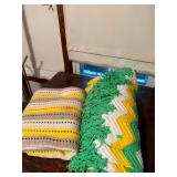 Two Vintage Crocheted Afghan Blankets