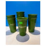 Set of 6 Vintage Green Plastic Tumblers