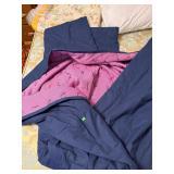 Reversible Navy and Pink Wool Blanket