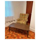Mid-Century Plaid Armchair & Coffee