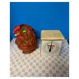 Vintage Rooster Cookie Jar and Scale