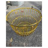 Vintage Yellow Wire Harvest Basket