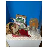 Kitchenware Assortment: Iron, Jars &