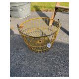 Vintage Yellow Wire Harvest Basket