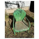 Vintage Green Metal Shell-Back Chair