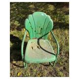 Vintage Green Shell-Back Metal Chair
