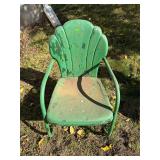 Vintage Green Metal Shell-Back Chair