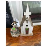 Rustic Church Birdhouse and Figurine