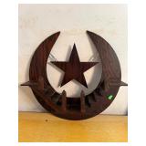 Wooden Crescent Moon Star Wall Shelf