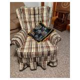 Vintage Mid-Century Striped Wingback