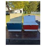 Pair Vintage Coleman Steel Coolers