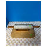 Marble and Wood Rolling Pin on Board