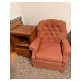 Button-Tufted Armchair & Side Table Set