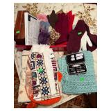 Mixed Lot: Lane Box, Textiles, & Tools