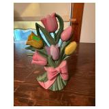 Vintage Tulip Bouquet Cast Metal Decor