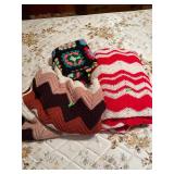 Three Assorted Vintage Crochet Blankets