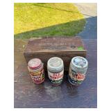 Vintage Plee-Zing Crate & 3 Coffee Tins