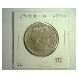1908-O BARBER HALF DOLLAR VF-30