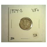 1924-S MERCURY DIME VERY FINE+