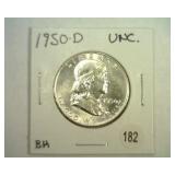 1950-D FRANKLIN HALF DOLLAR UNC.