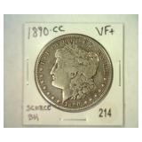 1890-CC MORGAN SILVER DOLLAR VERY FINE+