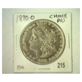 1890-O MORGAN SILVER DOLLAR CHOICE AU