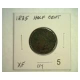 1835 HALF CENT EXTRA FINE