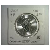 2021 CANADIAN MAPLE LEAF 1 OZ. SILVER PR