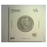 1910-D BARBER QUARTER VERY GOOD