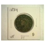 1834 LARGE CENT VERY FINE