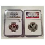 2 PIECES WASHINGTON QUARTER CLAD NGC PF 69 DCAM