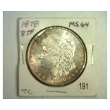 1878 8TF MORGAN SILVER DOLLAR MS 64