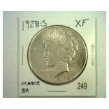 1928-S PEACE DOLLAR EXTRA FINE SCARCE