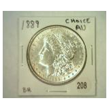 1889 MORGAN SILVER DOLLAR CHOICE AU