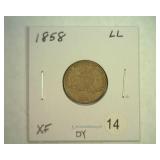 1858 LARGE LETTERS FLYING EAGLE EXTRA FINE