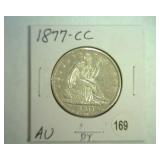 1877-CC SEATED LIBERTY HALF DOLLAR AU