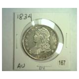 1834 BUST HALF DOLLAR ABOUT UNCIRCULATED