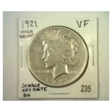 1921 PEACE DOLLAR HIGH RELIEF VERY FINE SCARCE KEY