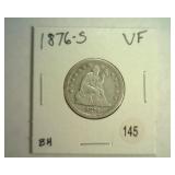 1876-S SEATED LIBERTY QUARTER VERY FINE
