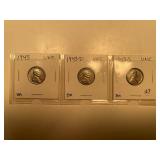 1943, 1943-D, AND 1943-S STEEL WHEAT CENTS UNC.