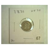 1831 BUST HALF DIME VF 30