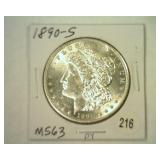 1890-S MORGAN SILVER DOLLAR MS-63