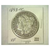 1893-CC MORGAN SILVER DOLLAR VERY FINE