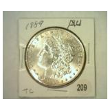 1889 MORGAN SILVER DOLLAR AU