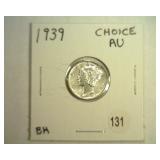 1939 MERCURY DIME CHOICE AU