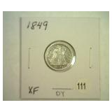 1849 SEATED LIBERTY DIME EXTRA FINE