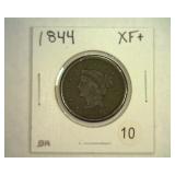 1844 LARGE CENT EXTRA FINE+