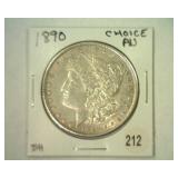 1890 MORGAN SILVER DOLLAR CHOICE AU